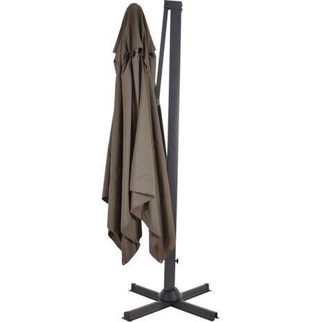 Zweefparasol Taurus 3x4meter, kleur: grijs of taupe -  rechthoekig -  opdraaimechanisem
