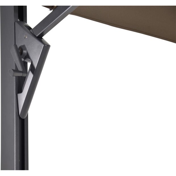 Zweefparasol Taurus 3x4meter, kleur: grijs of taupe -  rechthoekig -  opdraaimechanisem