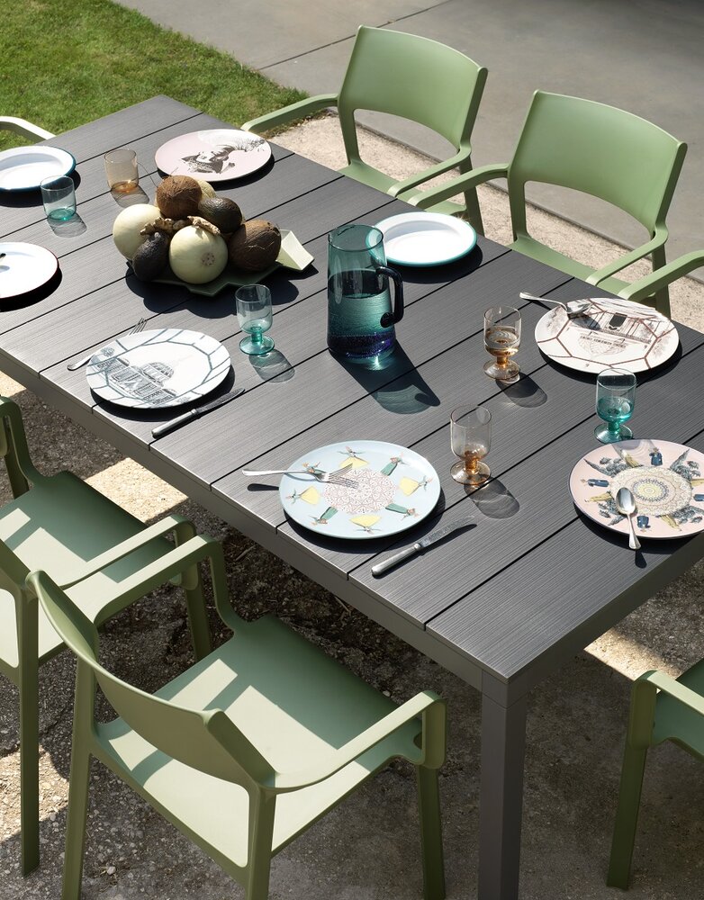 Nardi Rio alu 210 - Tuintafel - 210/280x100 cm - Antraciet
