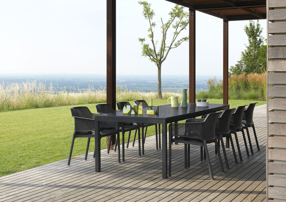 Nardi Rio alu 210 - Tuintafel - 210/280x100 cm - Antraciet