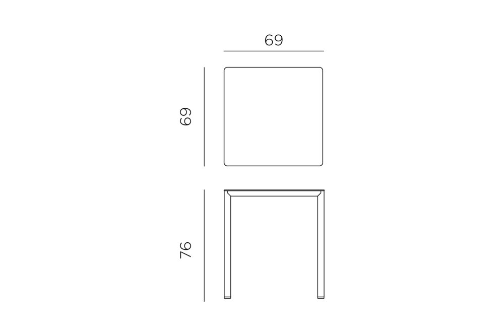 Nardi Piave 70 - Tuintafel - Vierkant 70 cm - Antraciet