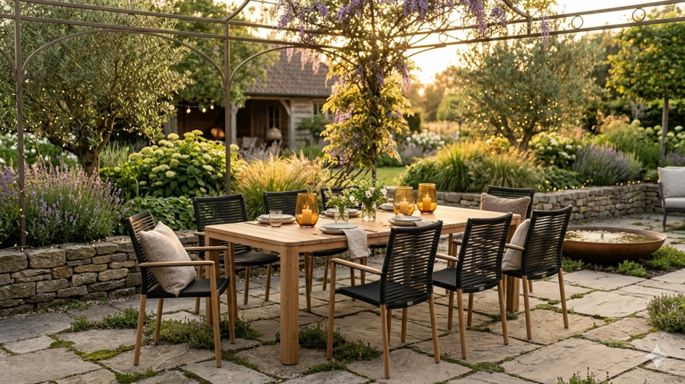 Callisto nusa tuintafel met amora armstoel