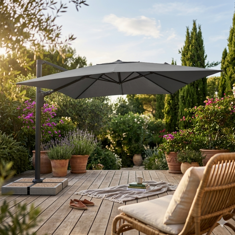 Lesli Living Virgo Up - Zweefparasol - Vierkant 3 meter - Grijs