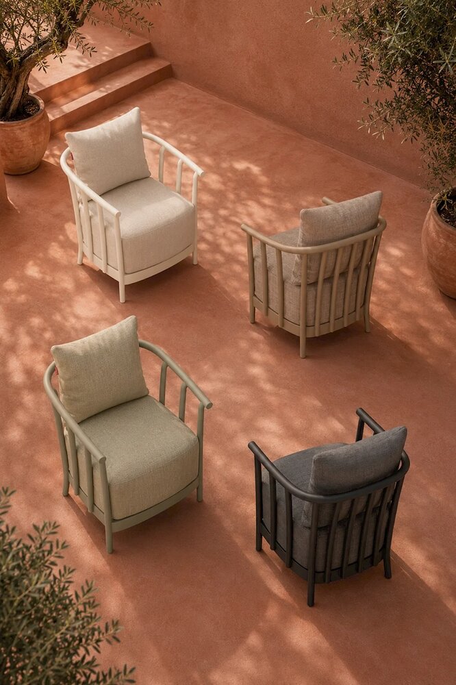 Resol Raff - Loungestoel - frame Duna - kussens Mud