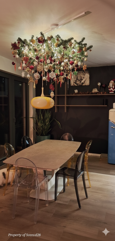 New York - Plafond kunstkerstboom - rond 150 cm - met Brandcertificaat - Ophangoog