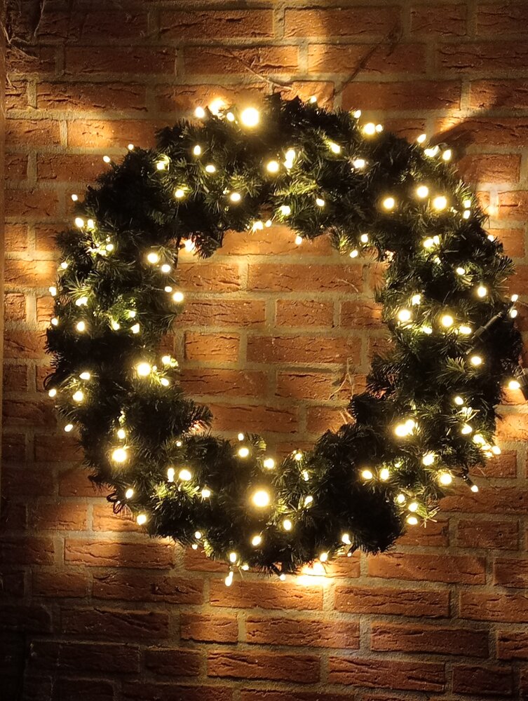 Miami - Kerstkrans - 80 cm - 250 Professionele LEDS - Brandvertragend - Ophang oog - 3 Dimensionaal
