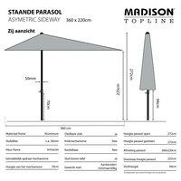 Madison Asymetric Sideway - Staande Parasol - Rechthoekig - 2.2x3.6 meter - Taupe