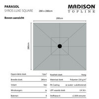 Madison Syros Luxe - Staande Parasol - Vierkant 2.8 meter - Grijs