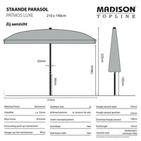 Madison Patmos - Staande Parasol - Rechthoekig 2,1x1,4 meter - Taupe