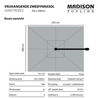 Madison Saint Tropez - Zweefparasol - Rechthoekig - 355 x 300 cm