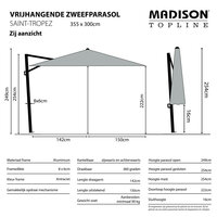 Madison Saint Tropez - Zweefparasol - Rechthoekig - 355 x 300 cm