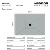 Madison Delos - Staande Parasol - Rechthoekig - 2x3 meter - Licht Grijs