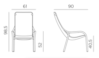 Nardi outdoor Net - Loungestoel - kleur Antraciet - Stapelbaar - 100% Recyclebaar