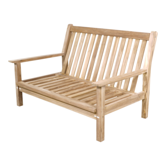 Teak 2-zits loungebank inclusief Olifin kussens