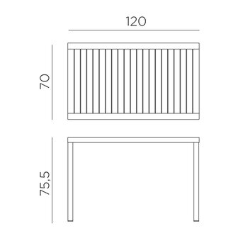 Nardi Cube 120x70 kunststof tuintafel, kleur:  antraciet