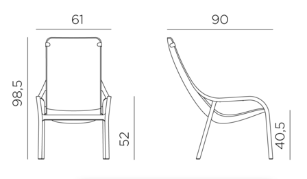 Nardi outdoor Net - Loungestoel - kleur Corallo - Stapelbaar - 100% Recyclebaar