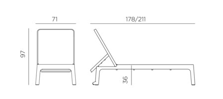Nardi Plano - Ligbed - Luxe - Extra breed - Wit / Wit - afmetingen