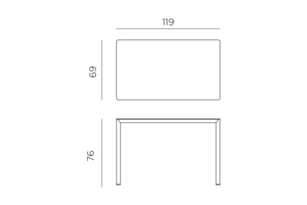 Nardi Piave 120x70 - Tuintafel - Rechthoekig - 120x70 cm - Corda
