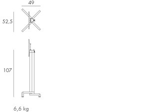 afmetingen Nardi Base Ibisco hoog terrastafel onderstel