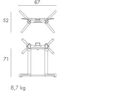 afmetingen Nardi Scudo dubbel tafelframe opklapbaar