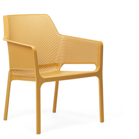 nardi lounger stoel net relax vol kunststof en stapelbaar in de kleur senape