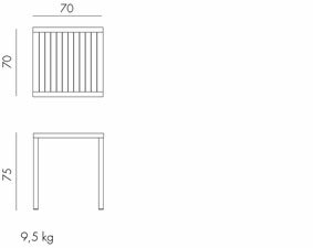 Nardi Cube 70 kunststof tuintafel vierkant 70 cm, kleur: tortora