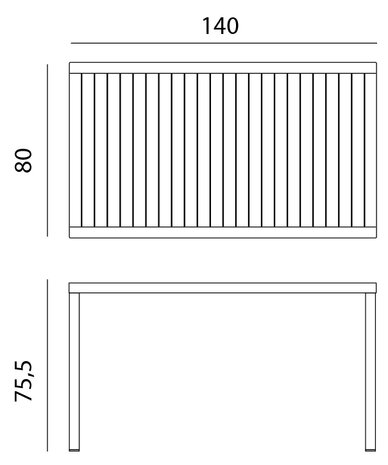 maatvoering nardi cube tafel 140x80