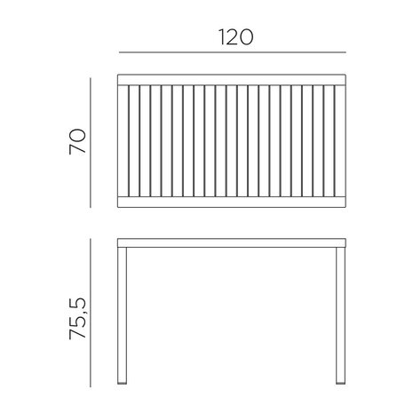 Nardi Cube 120x70 kunststof tuintafel, kleur:  antraciet