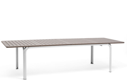 Alloro 210 uitschuif tafel of tuintafel van nardi in de kleur torotora wit