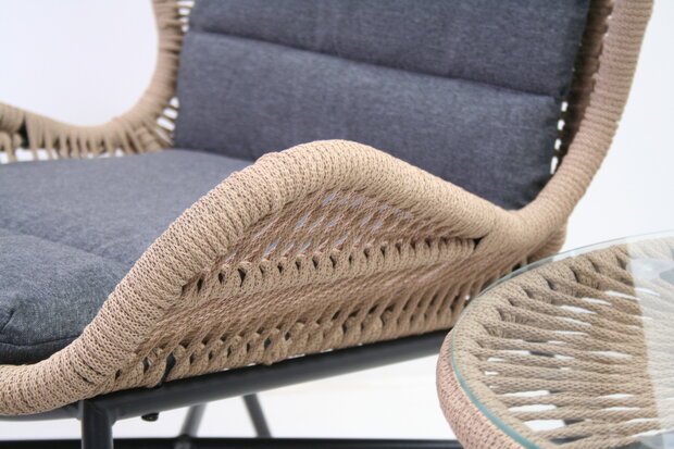Relaxset Milan zand - duo loungset - 2 loungestoelen - inclusief voeten bankjes - inclusief kussens