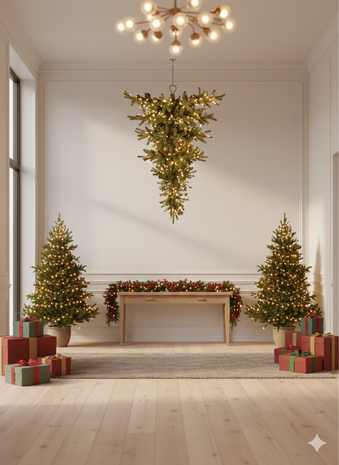 Perfect - Kunstkerstboom - 150 cm - Omgekeerde kerstboom - Plafond kerstboom - warm witte leds
