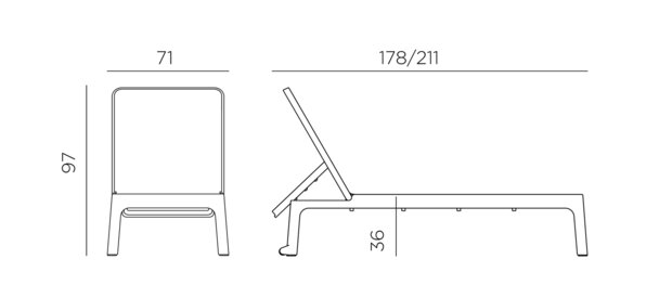 Nardi Plano - Ligbed - Luxe - Extra breed - Wit / Wit - afmetingen