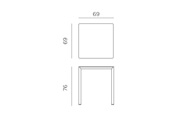 Nardi Piave 70 - Tuintafel - Vierkant 70 cm - Tortora