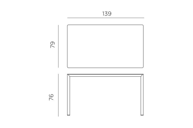 Nardi Piave 140x80 - Tuintafel - Rechthoekig - 140x80 cm - Tortora