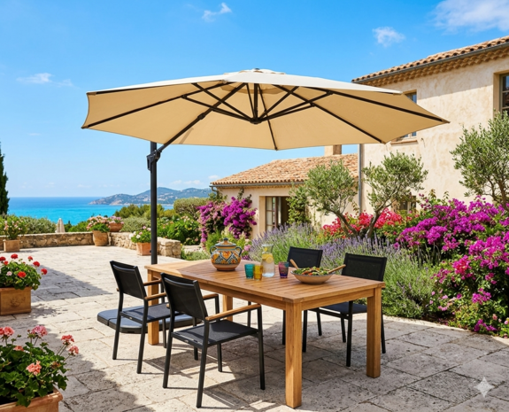 Lesli Living VirgoFlex - Zweefparasol - Rond 3.5 meter - Ecru