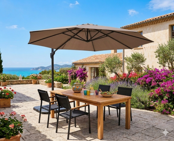 Lesli Living Virgoflex - Zweefparasol - Rond 3.5 meter - Taupe