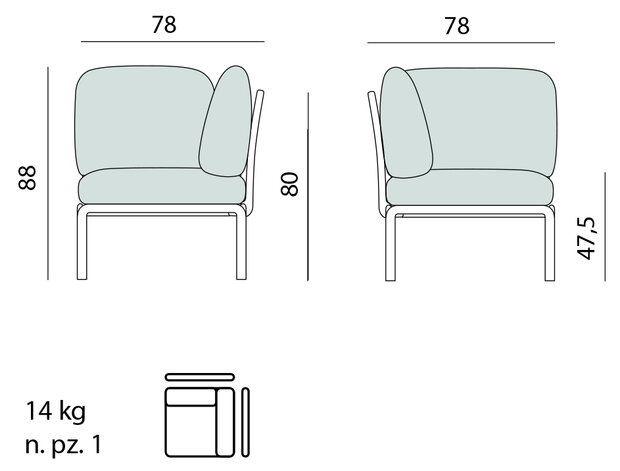 Nardi outdoor Komodo hoekelement wit