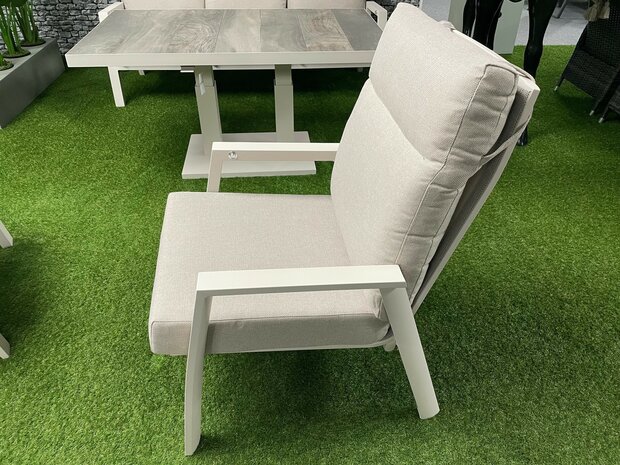 Loungestoel Ohio crema - gecoat aluminium frame - olefin kussens - verstelbare rug