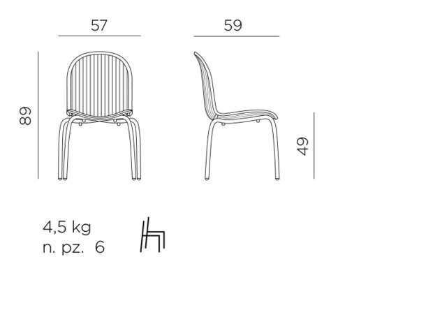 maatvoering nardi ninfea terrasstoel
