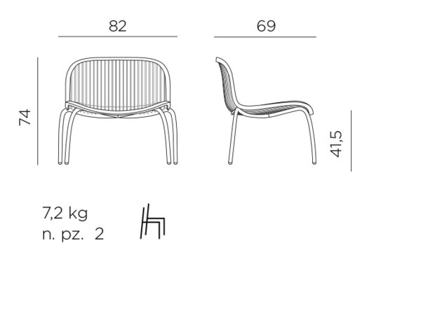 maatvoering nardi ninfea loungestoel