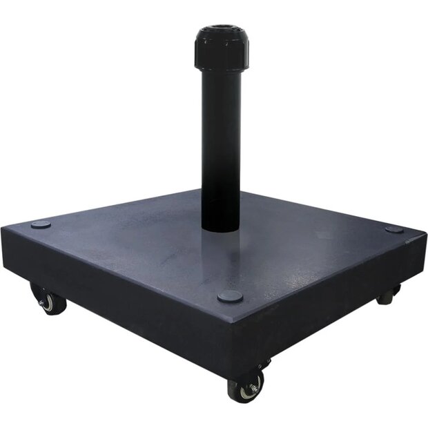 Parasolvoet 60 kg op wielen - vierkant -  zwart