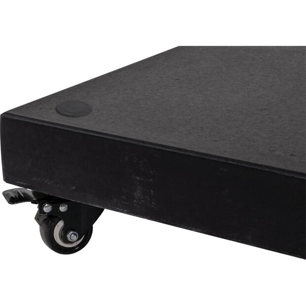 Parasolvoet 60 kg op wielen - vierkant -  zwart