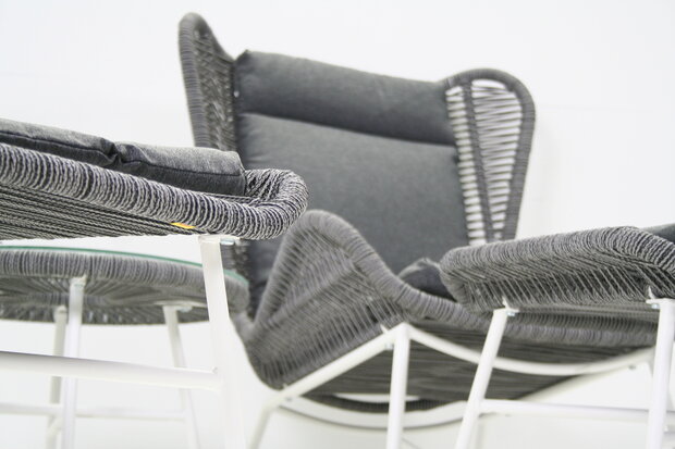 Relaxset Milan antraciet - duo loungeset - 2 loungestoelen - inclusief kussens - inclusief voetenbankjes