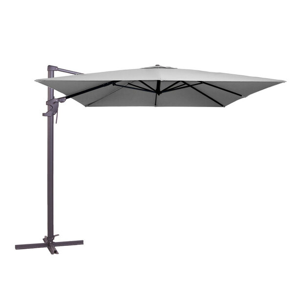 Madison Monaco Flex III - Zweefparasol - Vierkant 3.0 meter - Vrijhangend - Licht Grijs