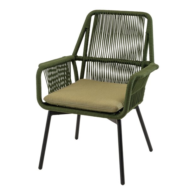 Armstoel Silas groen met olefin kussen lesli living