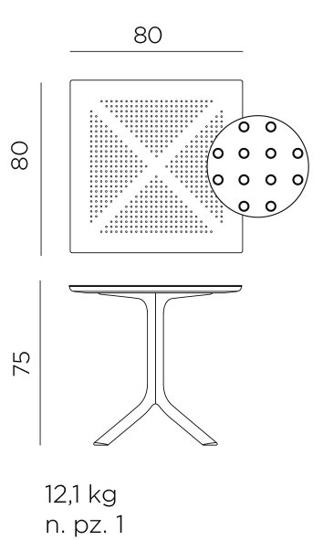 Afmetingen nardi clip 80 tafel