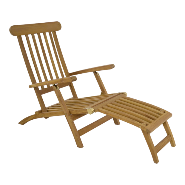 Teak deckchair verstelbare rugleuning