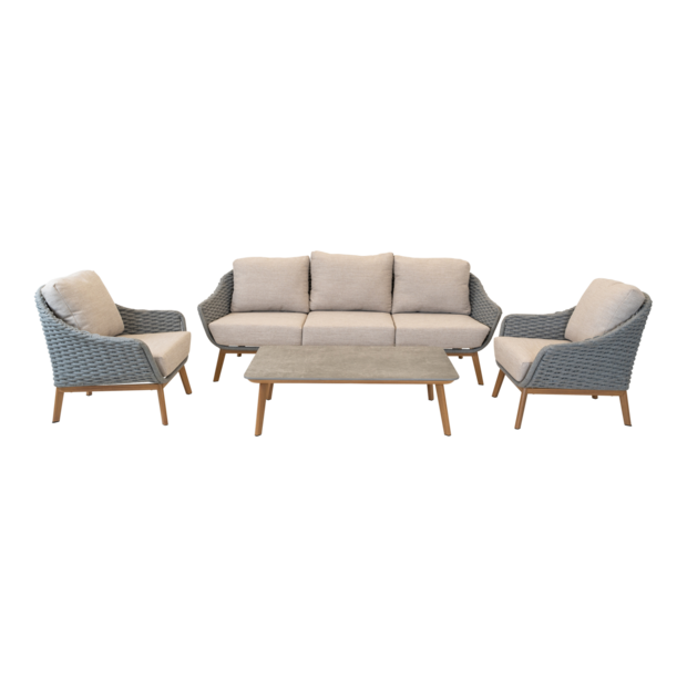 Lesli Living Ibiza - Luxe loungeset - Rope wicker - Olefin kussens