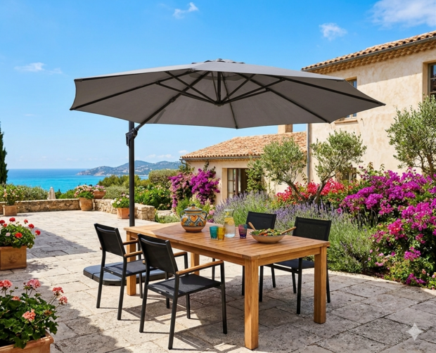 Lesli LIving Virgoflex - Zweefparasol - Rond 3.5 meter - Grijs