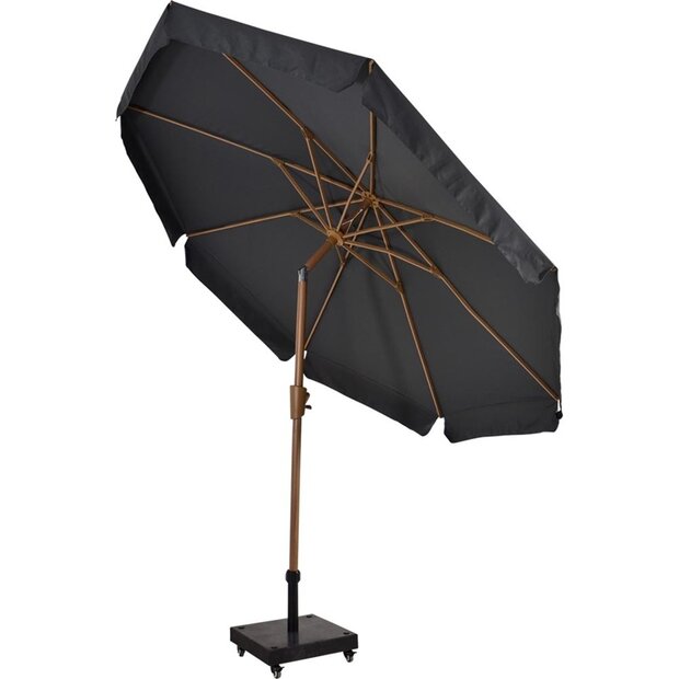 Lesli Living Libra - Staande Parasol - Rond 3 meter - Houtlook - Zwart